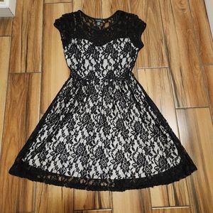 Black Lace Skater Dress